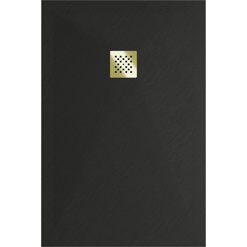 Mexen Stone+ receveur de douche rectangulaire composite 140 x 90 cm, noir, cache doré - 44709014-G