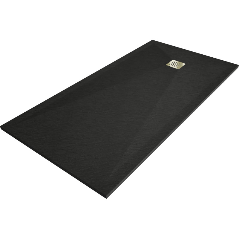 Mexen Stone+ receveur de douche rectangulaire en composite 160 x 80 cm, noir, cache or - 44708016-G