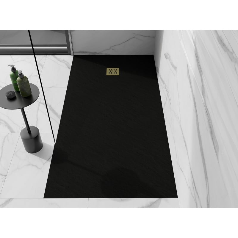 Mexen Stone+ receveur de douche rectangulaire 180 x 80 cm, noir, cache doré - 44708018-G
