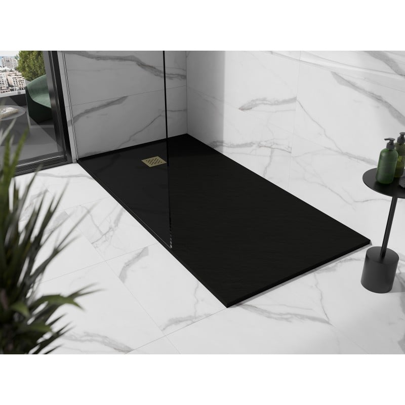 Mexen Stone+ receveur de douche rectangulaire en composite 200 x 80 cm, noir, cache or - 44708020-G