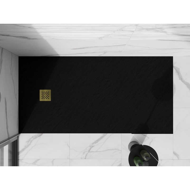 Mexen Stone+ receveur de douche rectangulaire en composite 160 x 80 cm, noir, cache or - 44708016-G