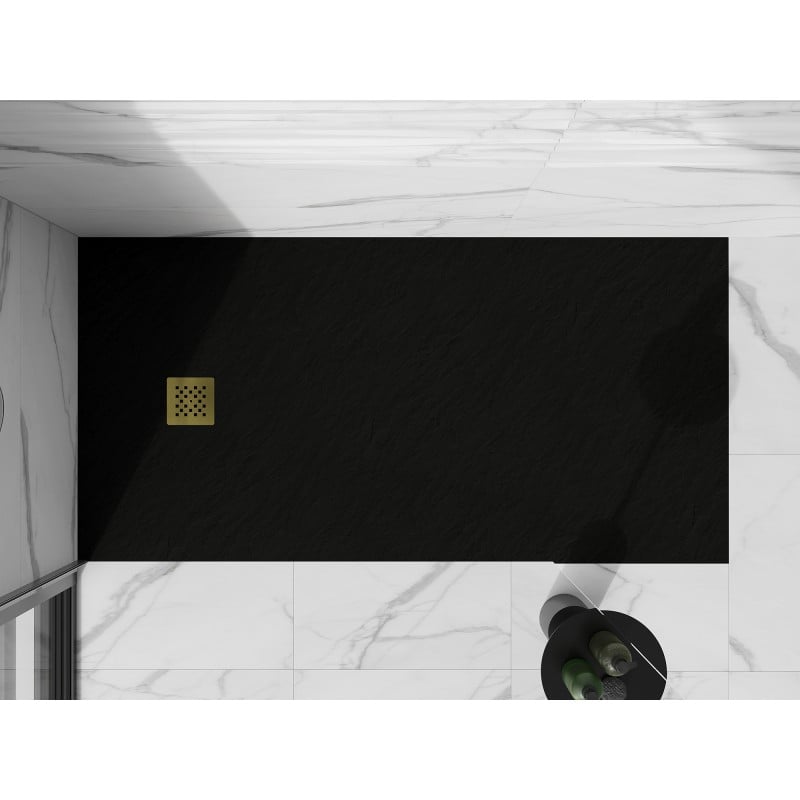 Mexen Stone+ receveur de douche rectangulaire en composite 200 x 80 cm, noir, cache or - 44708020-G