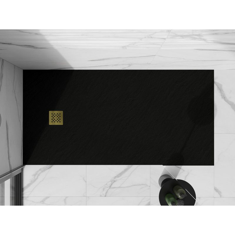 Mexen Stone+ receveur de douche rectangulaire 180 x 80 cm, noir, cache doré - 44708018-G