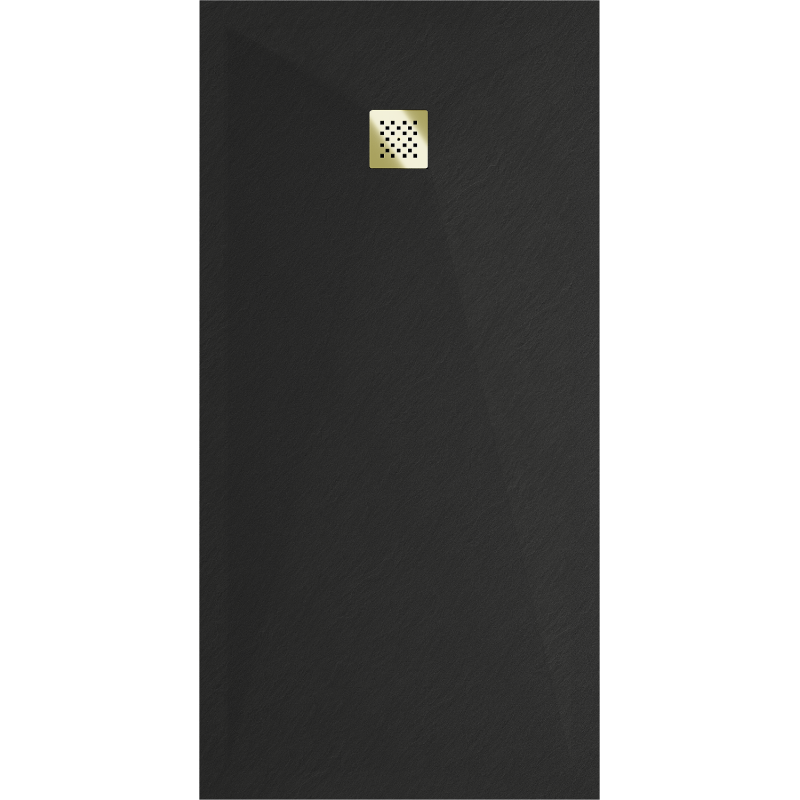 Mexen Stone+ receveur de douche rectangulaire en composite 160 x 80 cm, noir, grille dorée - 44708016-G