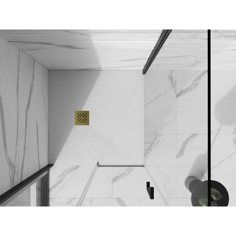 Mexen Stone+ receveur de douche composite carré 90 x 90 cm, blanc, cache doré - 44109090-G