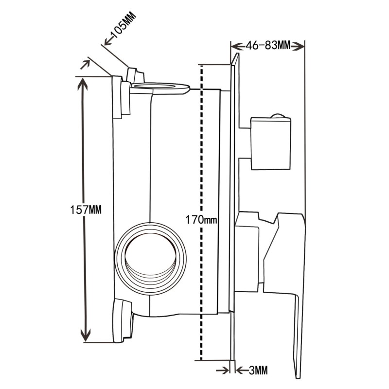 Mexen Uno robinet de bain et de douche encastré, chrome - 71435-00