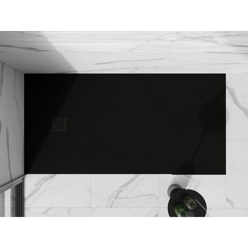 Mexen Stone+ receveur de douche rectangulaire en composite 180 x 100 cm, noir, cache noir - 44701018-B