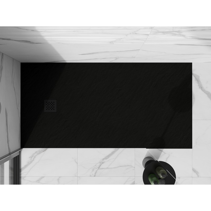 Mexen Stone+ receveur de douche en composite rectangulaire 180 x 70 cm, noir, cache noir - 44707018-B