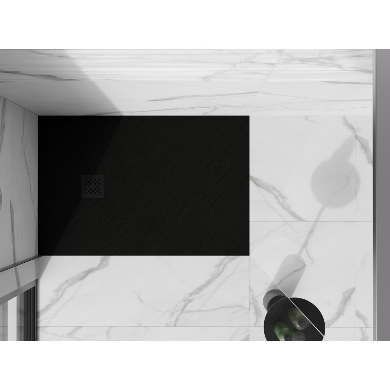 Mexen Stone+ receveur de douche composite rectangulaire 140 x 90 cm, noir, cache noir - 44709014-B