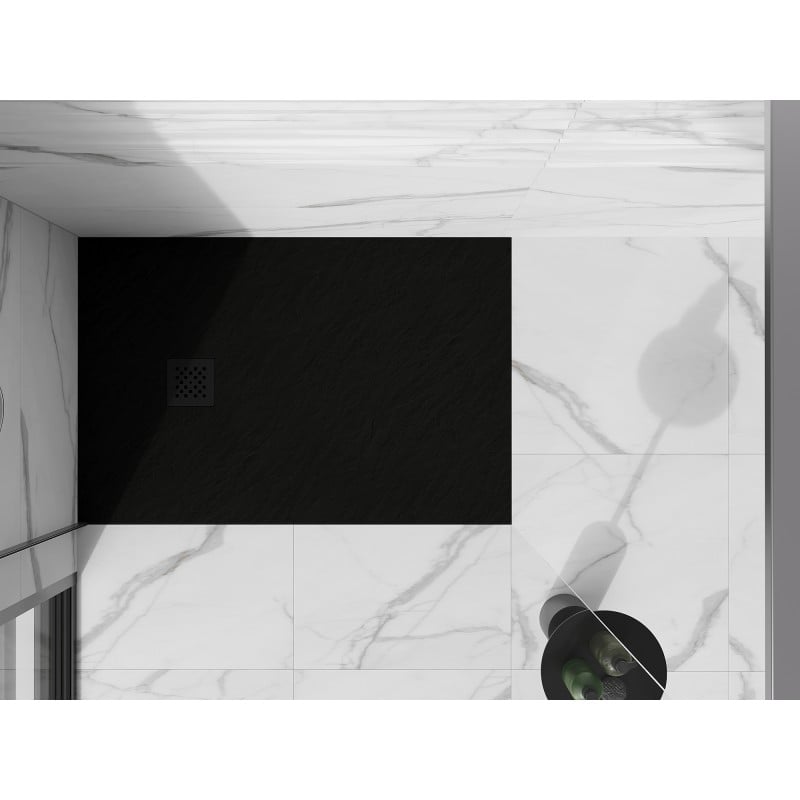 Mexen Stone+ receveur de douche rectangulaire en composite 140 x 90 cm, noir, cache noir - 44709014-B