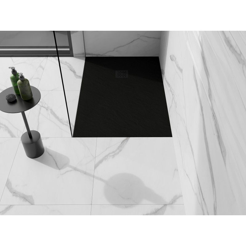 Mexen Stone+ receveur de douche rectangulaire en composite 110 x 80 cm, noir, cache noir - 44708011-B