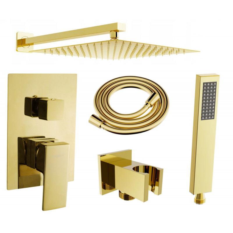 Mexen Uno DR02 ensemble de douche encastré, doré - 71435DR02-50