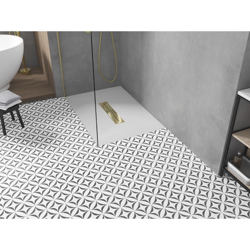 Mexen Toro receveur de douche rectangulaire SMC 110 x 70 cm, blanc, cache dorée - 43107011-G