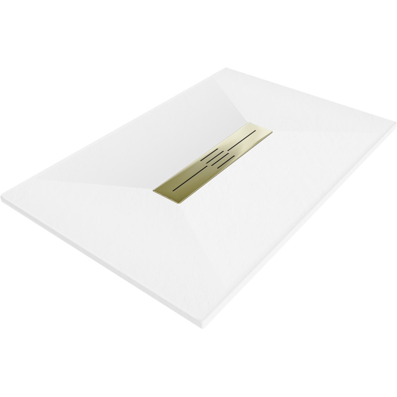 Mexen Toro receveur rectangulaire SMC 110 x 70 cm, blanc, cache doré - 43107011-G