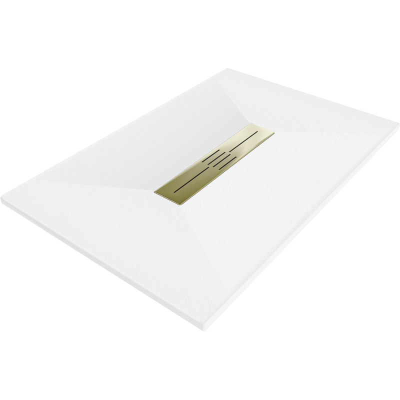Mexen Toro bac rectangulaire SMC 140 x 70 cm, blanc, cache en or - 43107014-G