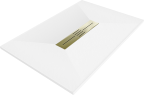 Mexen Toro receveur de douche rectangulaire SMC 140 x 70 cm, blanc, cache doré - 43107014-G