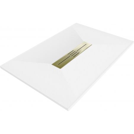 Mexen Toro receveur de douche rectangulaire SMC 130 x 70 cm, blanc, cache doré - 43107013-G