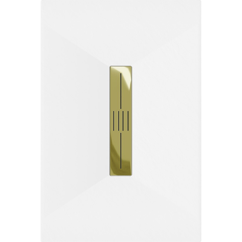 Mexen Toro receveur rectangulaire SMC 100 x 70 cm, blanc, cache doré - 43107010-G