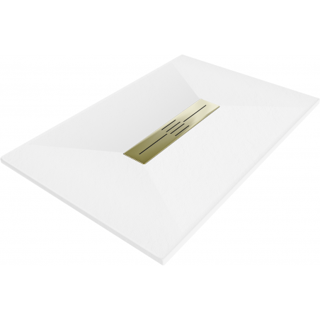Mexen Toro receveur de douche rectangulaire SMC 110 x 80 cm, blanc, cache doré - 43108011-G