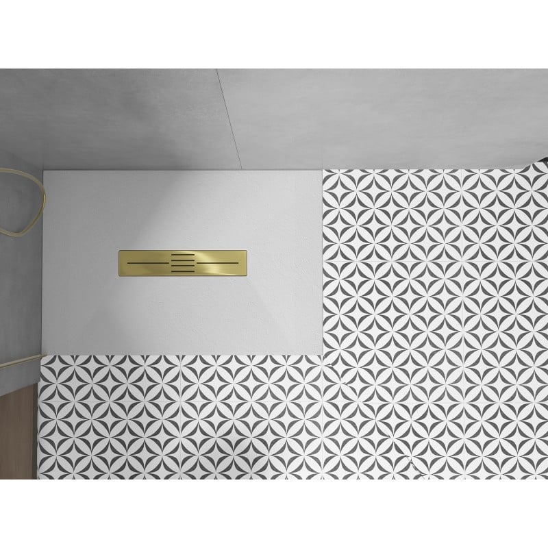 Mexen Toro receveur de douche rectangulaire SMC 110 x 80 cm, blanc, cache doré - 43108011-G