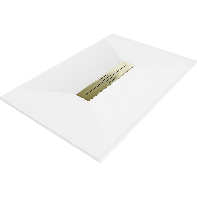 Mexen Toro receveur rectangulaire SMC 140 x 90 cm, blanc, cache doré - 43109014-G