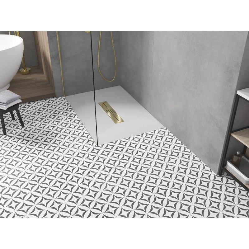 Mexen Toro receveur de douche rectangulaire SMC 110 x 90 cm, blanc, cache doré - 43109011-G