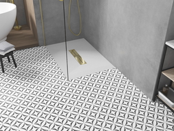 Receveur de douche rectangulaire Mexen Toro SMC 120 x 90 cm, blanc, cache-douche doré - 43109012-G
