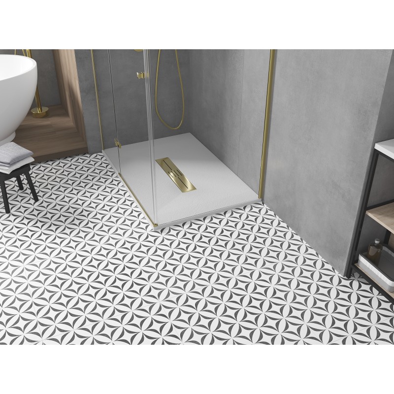 Mexen Toro receveur de douche rectangulaire SMC 110 x 90 cm, blanc, cache doré - 43109011-G
