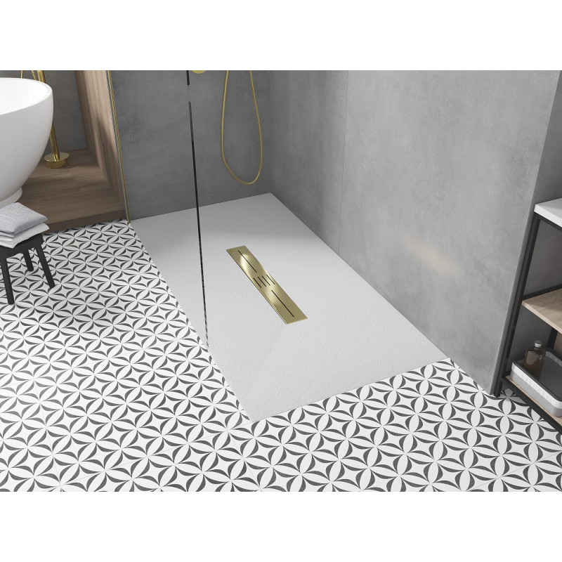 Mexen Toro receveur de douche rectangulaire SMC 170 x 70 cm, blanc, cache doré - 43107017-G