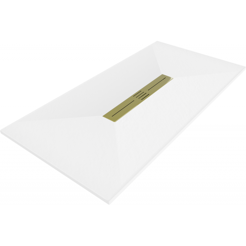 Mexen Toro bac rectangulaire SMC 200 x 70 cm, blanc, cache en or - 43107020-G