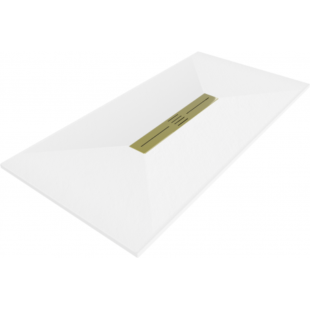 Mexen Toro receveur de douche rectangulaire SMC 150 x 80 cm, blanc, cache doré - 43108015-G