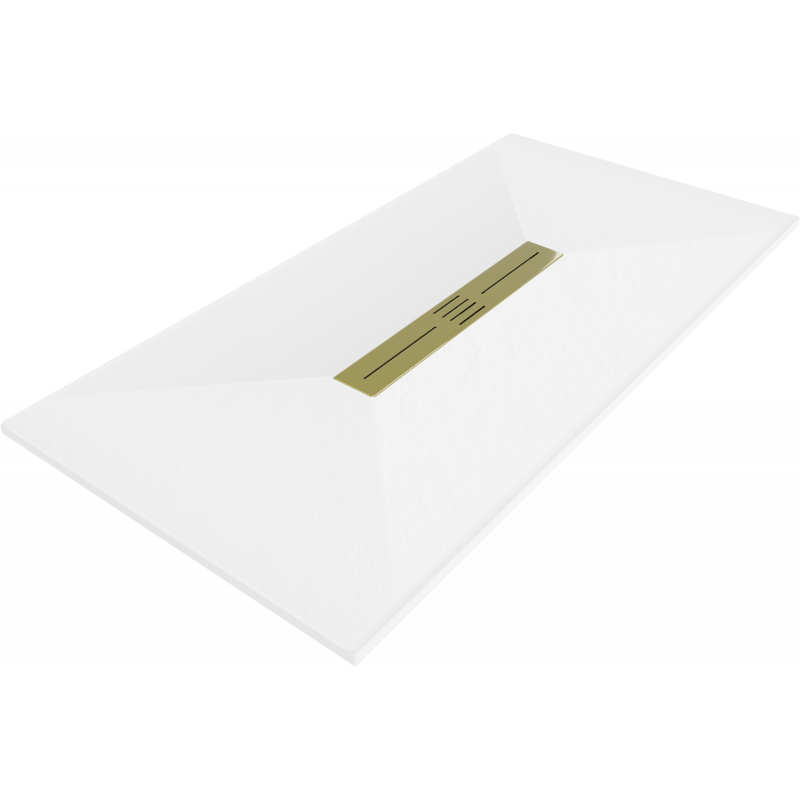 Mexen Toro receveur rectangulaire SMC 160 x 80 cm, blanc, cache doré - 43108016-G
