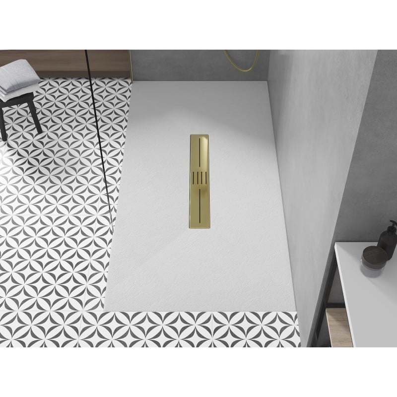 Mexen Toro receveur de douche rectangulaire SMC 180 x 80 cm, blanc, cache doré - 43108018-G