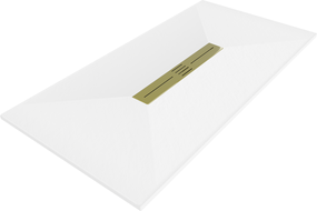 Bac rectangulaire Mexen Toro SMC 200 x 80 cm, blanc, cache en or - 43108020-G