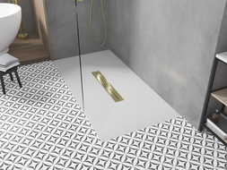 Mexen Toro receveur de douche rectangulaire SMC 200 x 80 cm, blanc, cache doré - 43108020-G