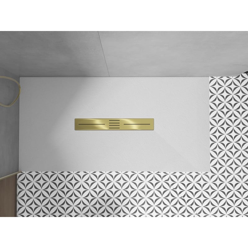 Mexen Toro receveur rectangulaire SMC 160 x 80 cm, blanc, cache doré - 43108016-G