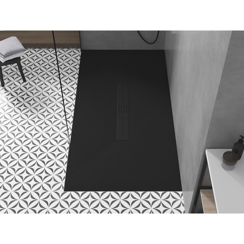 Mexen Toro receveur de douche rectangulaire SMC 160 x 80 cm, noir, cache noir - 43708016-B