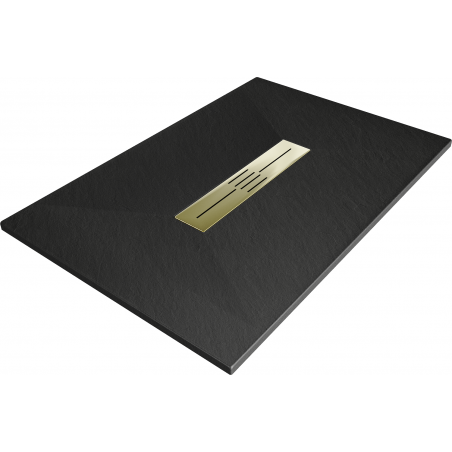 Mexen Toro receveur de douche rectangulaire SMC 120 x 70 cm, noir, cache doré - 43707012-G