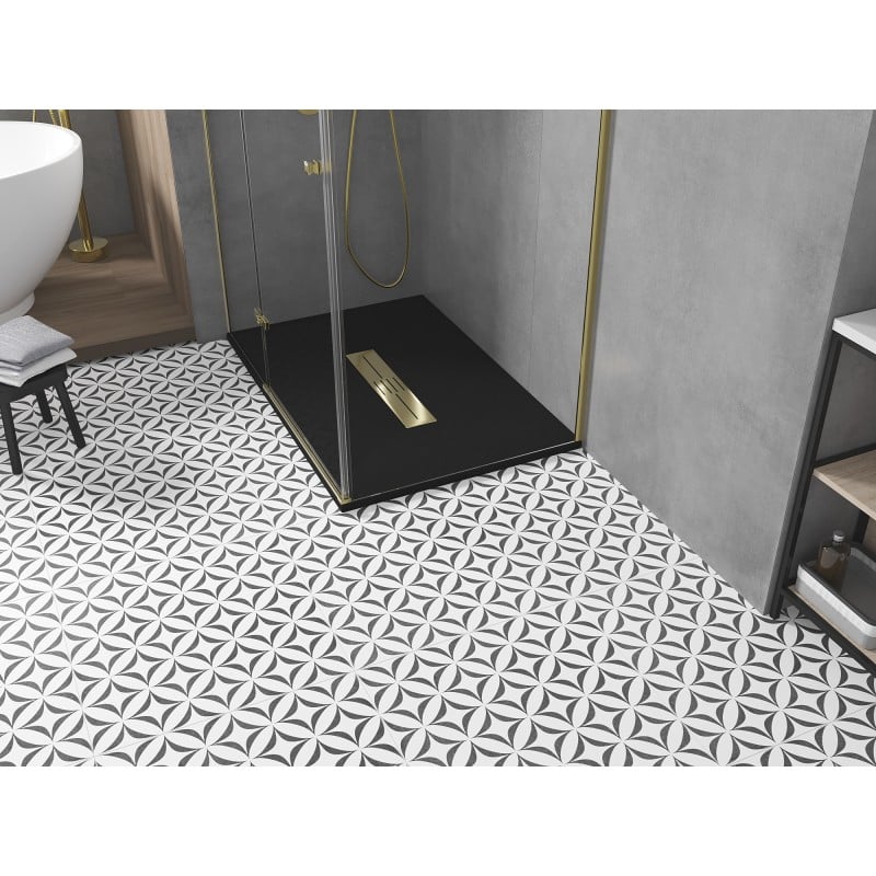 Mexen Toro receveur de douche rectangulaire SMC 100 x 70 cm, noir, cache doré - 43707010-G