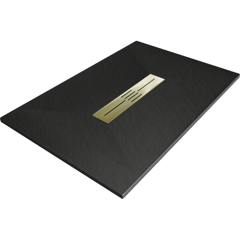 Mexen Toro receveur de douche rectangulaire SMC 130 x 80 cm, noir, cache doré - 43708013-G