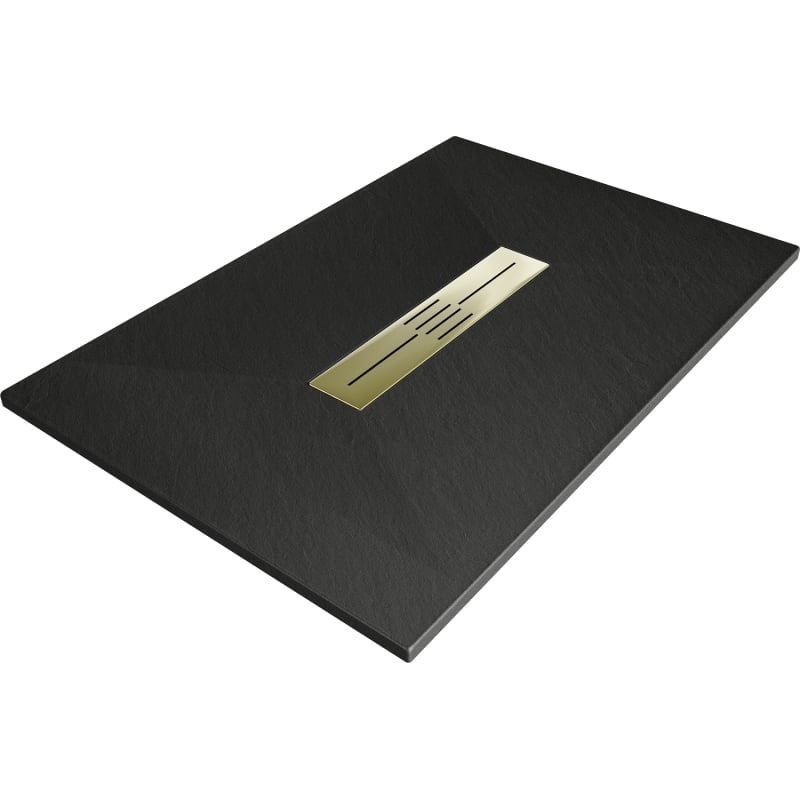 Mexen Toro receveur de douche rectangulaire SMC 100 x 90 cm, noir, cache doré - 43709010-G