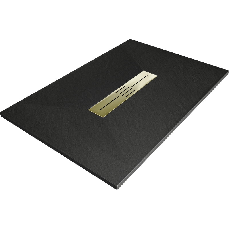 Mexen Toro receveur de douche rectangulaire SMC 130 x 90 cm, noir, cache doré - 43709013-G
