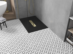Mexen Toro receveur de douche rectangulaire SMC 130 x 90 cm, noir, cache doré - 43709013-G
