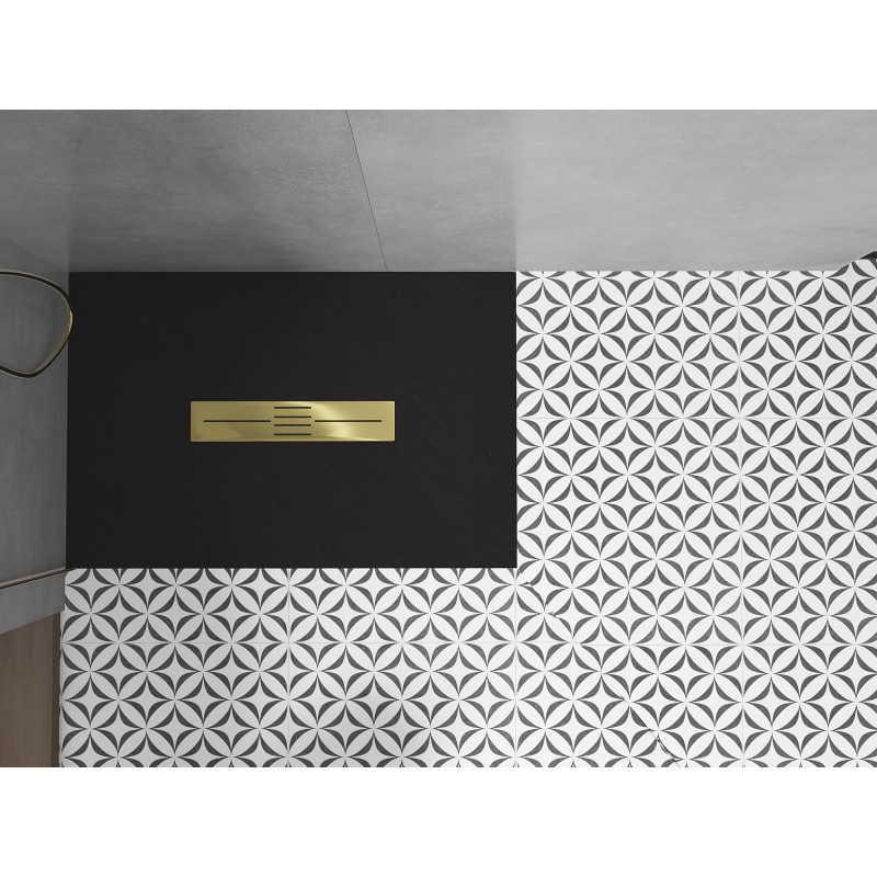 Mexen Toro receveur rectangulaire SMC 120 x 90 cm, noir, cache doré - 43709012-G