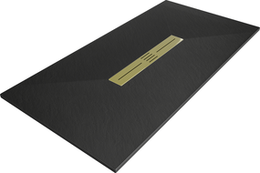 Mexen Toro receveur rectangulaire SMC 180 x 70 cm, noir, cache doré - 43707018-G