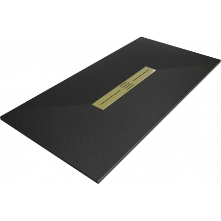 Mexen Toro receveur rectangulaire SMC 200 x 70 cm, noir, cache doré - 43707020-G