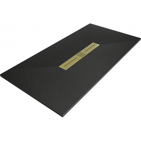 Mexen Toro receveur de douche rectangulaire SMC 170 x 80 cm, noir, cache doré - 43708017-G