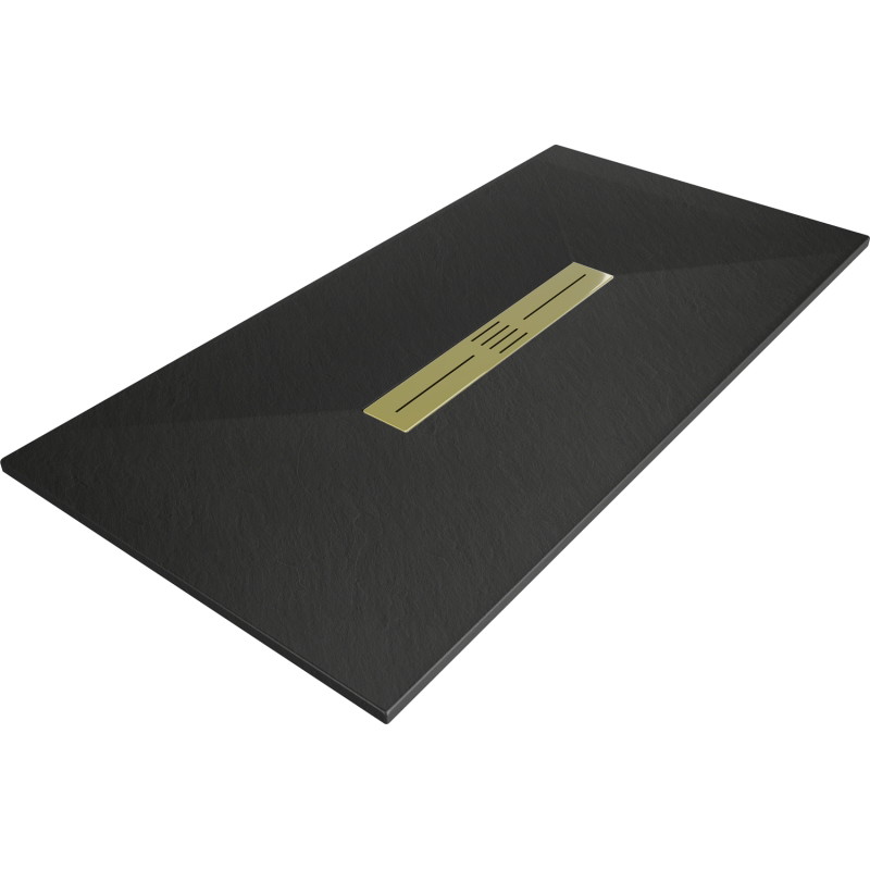 Mexen Toro receveur rectangulaire SMC 180 x 90 cm, noir, cache-douche doré - 43709018-G