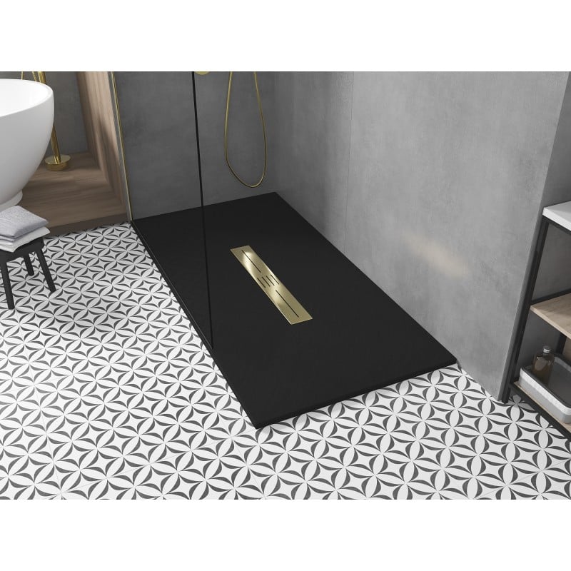 Mexen Toro receveur de douche rectangulaire SMC 180 x 90 cm, noir, cache doré - 43709018-G