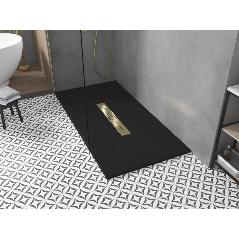 Mexen Toro receveur rectangulaire SMC 180 x 90 cm, noir, cache-douche doré - 43709018-G